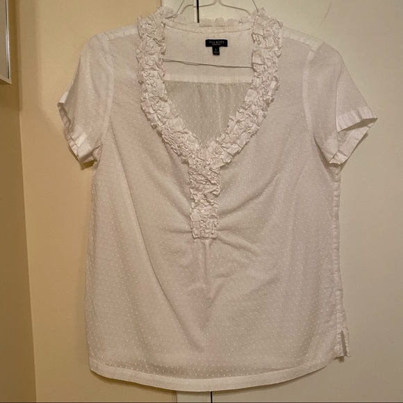 Talbots Tops - Talbots White Short Sleeve Ruffled Blouse